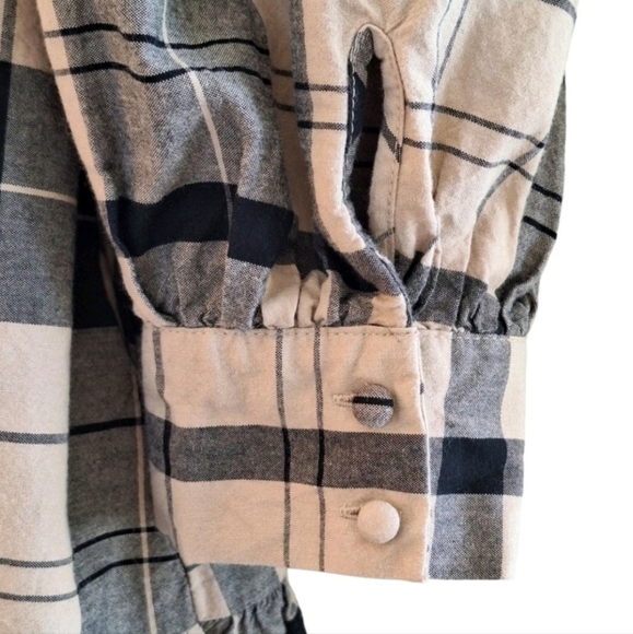 2X AVA & VIV Cotton Blend Plaid Babydoll Tiered Midi Dress with Side Pockets - Picture 3 of 5